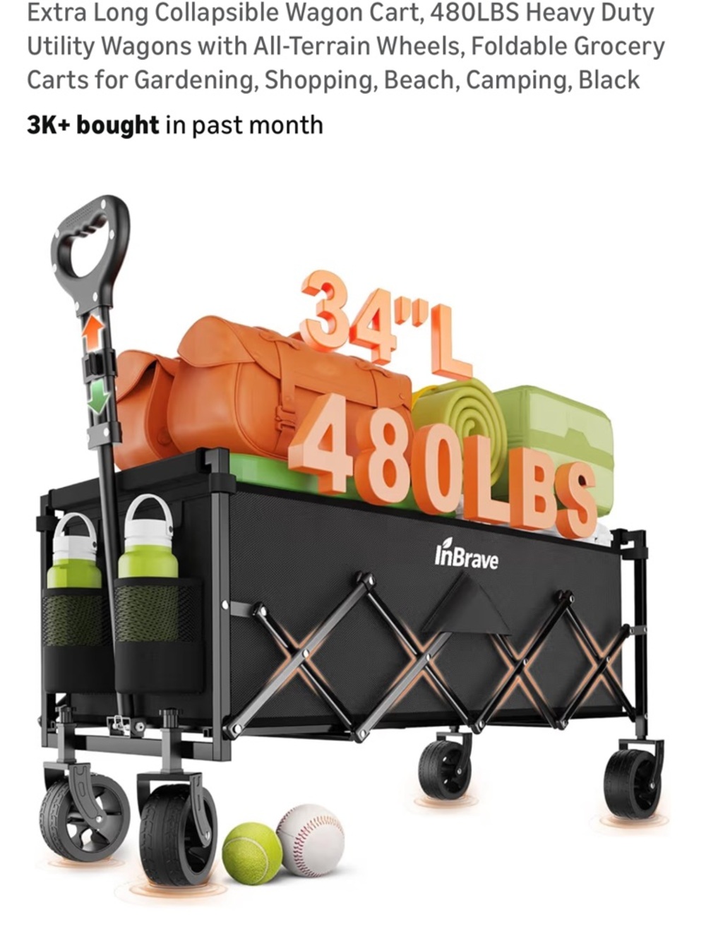 rave Collapsible Utility Wagon Cart - Black